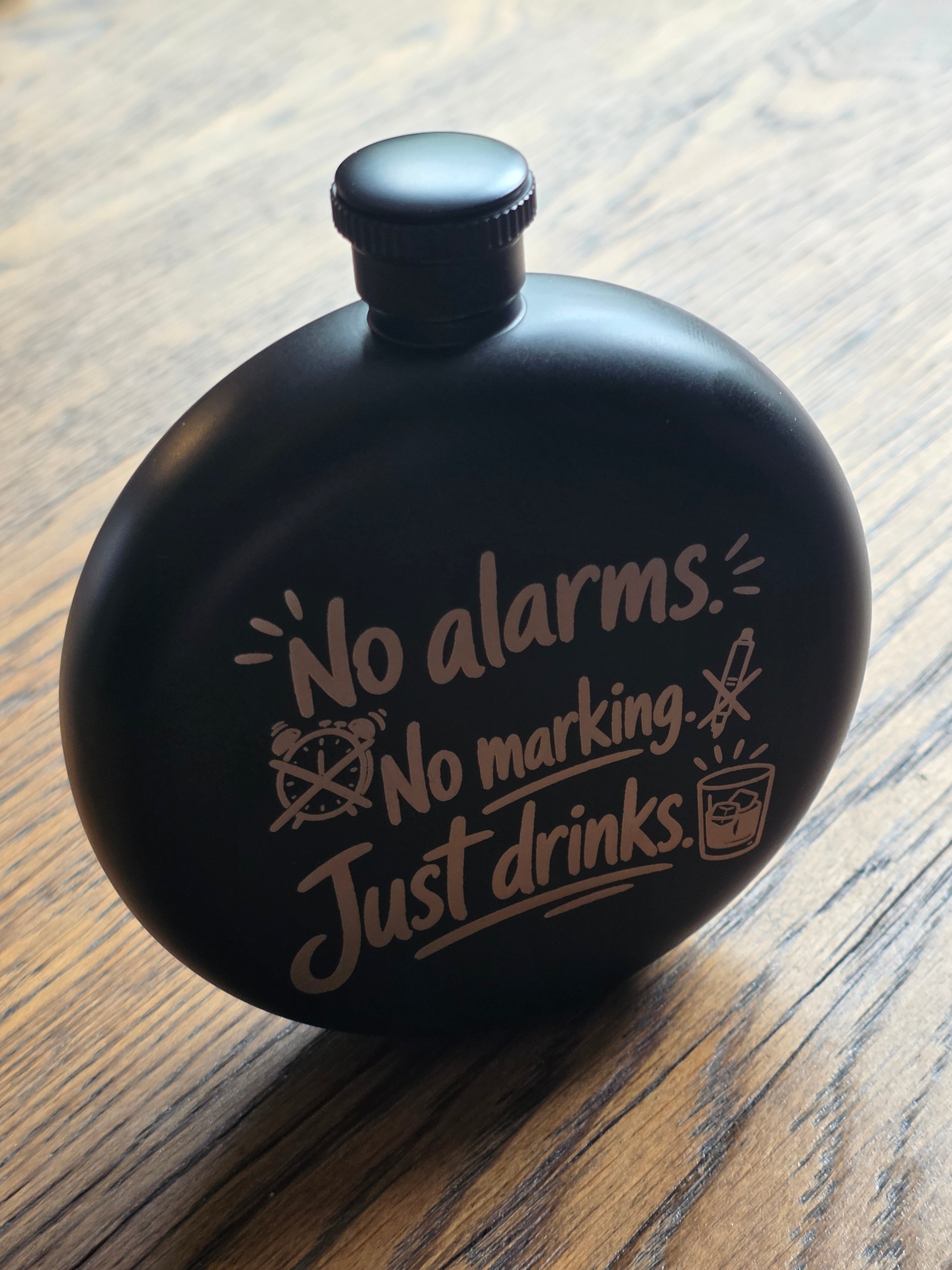 No alarms, no marking, just drinks - 5oz Hipflask - Customized