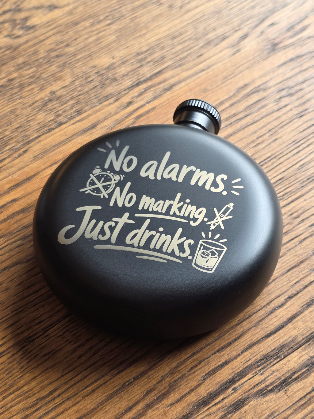 No alarms, no marking, just drinks - 5oz Hipflask - Customized